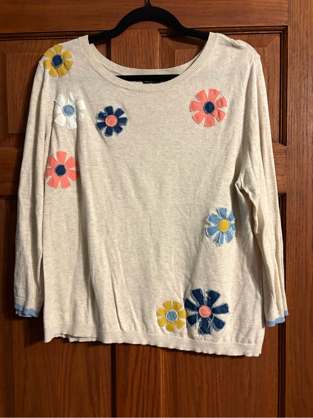 Charlie B Cream Floral Patch Sweatshirt with Pink, Blue & Yellow Flowers
